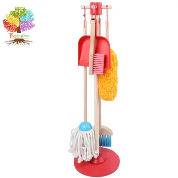 6Pcs Kids Cleaning Set Children's Realistic Play House Toy Broom Mop Duster  Dustpan Brushes for Housekeeping Educational