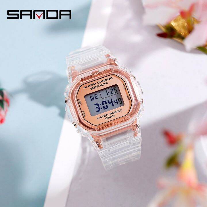 sanda-2023-women-watch-digital-watch-stylish-simple-transparent-strap-personality-design-electronic-watch-girl-gift-multicolor