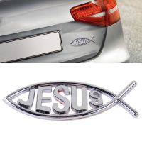 【LZ】✙  3D Jesus Fish Symbol Car Emblema Logotipo cristão Etiqueta do emblema do carro Decalque Novo