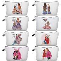 Lovely Cartoon Super Mama Print Cosmetics Bags Mom and Baby Folding Women Casual Makeup Bag Multifunction Cosmetic Organizer Bag