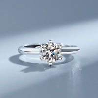 [COD] แหวนเพชร Moissan รุ่นใหม่ 925 เงินแท้หรูหราเบาๆ T แหวนเพชรเทียมหนึ่งกะรัตแหวนผู้หญิงหกกรงเล็บ