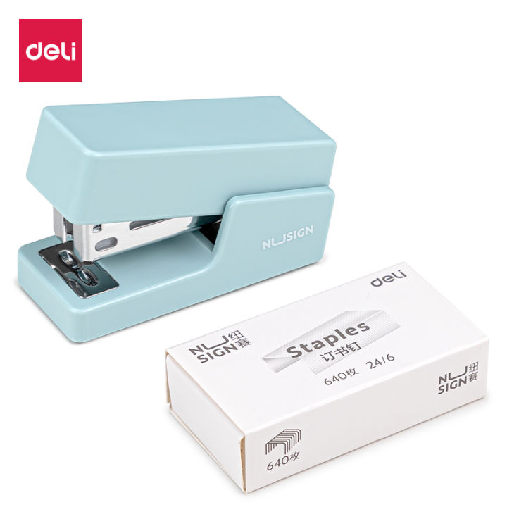 deli-เครื่องเย็บกระดาษ-ขนาดเล็ก-พร้อมลวดเย็บ-สีมาการอง-สไตล์เกาหลี-สําหรับเครื่องเขียน-สํานักงาน-อุปกรณ์การเรียน