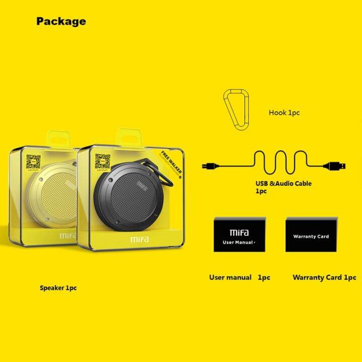 mifa-f10กลางแจ้งไร้สายบลูทูธสเตอริโอแบบพกพาลำโพงไมโครโฟนในตัวกันกระแทก-ipx6ลำโพงกันน้ำพร้อมเบส