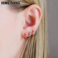 ☢☏☑  HIMEISANG Classic Gold Plated CZ Hoop Earrings Colorful Earring Fashion Wedding Jewelry Wholesale