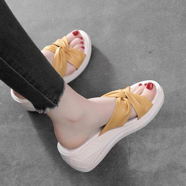 women-real-soft-leather-wedge-sandals-korean-fashion-thick-sole-slippers