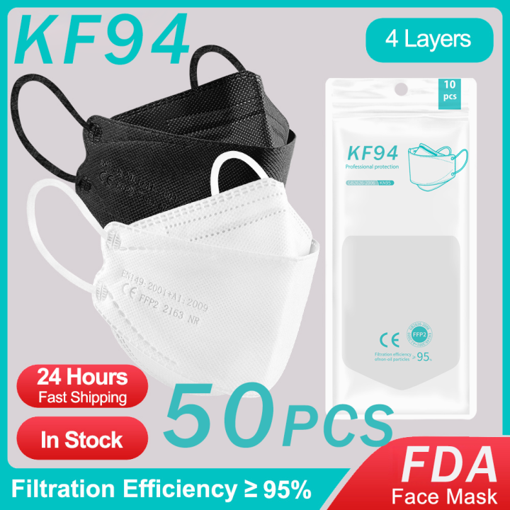 50PCS kf94 mask original 50 pcs 100PCS FDA Fish Mask 4 PLY KF94