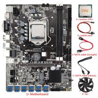 B75 12 Card BTC Mining Motherboard with Random CPU+CPU Fan+Switch Cable+2X SATA Cable 12 USB3.0 LGA1155 DDR3 RAM SATA3.0