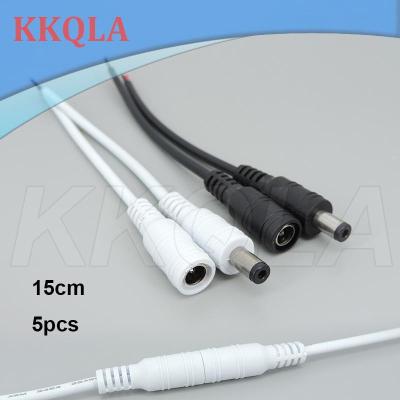 QKKQLA 5pcs 5.5x2.1mm Plug white black DC male or Female extend power supply Cable Wire 22awg Connector For 3528 5050 LED Strip Light