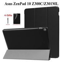 เคสหนัง PU แบบฝาพับเพรียวบางสำหรับ Asus Zenpad 10 Z300 Z300CL Z300CG Z300M Z301 Z301ML Casing Tablet 10.1นิ้ว + ฟิล์ม + ปากกา