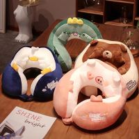 Cartoon U-shaped Pillow Plush Memory Foam Animal Shape Nap Pillow Office Student Portable Pillow Travel Pillow Neck Pillow Pillows  Bolsters