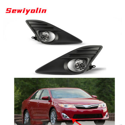 Car Fog Light Halogen Lamp Assembly For Toyota Camry PAIR Bulb Black Case 2012-2014 Style Fit Fog Light Bumper Kit Clear Lens