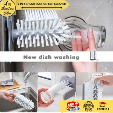 Cup Scrubber Glass Cleaner Bottles Brush Sink Kitchen Accessories 2 in 1  Drink Mug Wine Suction Cup Cleaning Brush Gadgets