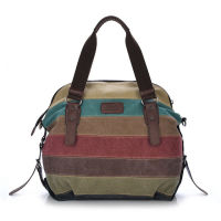 Yogodlns Canvas Totes Striped Womens Handbag  Patchwork Rainbow Shoulder Bag Fashion Female Casual Crossbody Bag Sac a Main