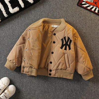 Autumn and Winter Boys Thickened Coat 2023 New Big Boys Cotton Coat Jacket Childrens Baby Warm Baseball Jersey