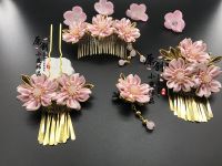 New Original Handmade Golden Pink Cherry Blossom And Wind Headdress Tassel Hairpin Hairpin Hanfu Japanese Style Sakura Hairpin