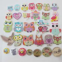 WBNOGN Fashion Buttons Owl Shape Wood Animal Button Mix 50Pcs Home Sewing Supplies Tailors Accessories Haberdashery