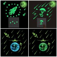 ZZOOI DIY Luminous meteor shower Earth Moon Wall Stickers For Kids Rooms Wall Stickers Home Decor Living Room Glow In The Dark Stars