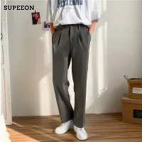 SUPEEON丨กางเกงสูทขากว้างขากว้างสำหรับผู้ชายฤดูร้อนหลวมสไตล์เกาหลีอินเทรนด์เดรปกางเกงลำลองเนื้อผ้าบางเบา