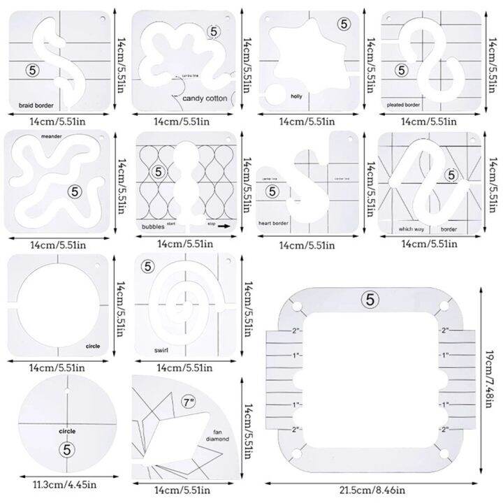 1pc Free Motion Quilting Template Ruler Sewing Machine Templates Transparent Rulers Stencils for