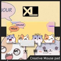 Cute Cat Mousepad Large Gaming Mouse pad Stitched Edge Deskmat Extended Mousepad