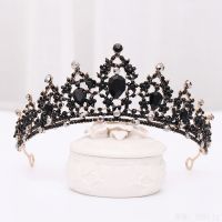 Luxury Bridal Crystal Tiaras Crowns Baroque Retro Black Princess Queen Hair Accessories Rhinestone Veil Tiara Wedding Accessorie