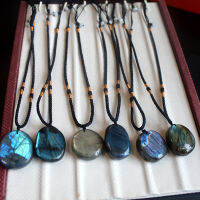 【CW】ธรรมชาติ Labradorite ไม่สม่ำเสมอจี้สร้อยคอสุ่มรูปแหวนหินพลอยธรรมชาติผู้หญิงผู้ชาย Healing พุทธะโชคดีสร้อยคอ Moonstone ดี สปอตสินค้า ของขวัญ