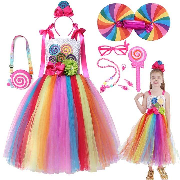 Candy Dress for Baby Girl Lollipop Costume Children Sling Tulle Tutu