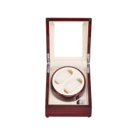 TPA Watch Winder กล่องหมุนนาฬิกา ออโตเมติก แบบอโตเมติก 2 เรือน สีน้ำตาลลายไม้/สีครีม