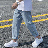 Wide-leg straight jeans men women fall winter loose casual rope trousers male students Korean all-match pants trend streetwear