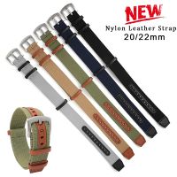 fgjdfgrh Nylon Leather Strap 20mm 22mm Watchband Genuine Leather Weave Replacement Bracelet for Hamilton Khaki Field Wristband Sport Band