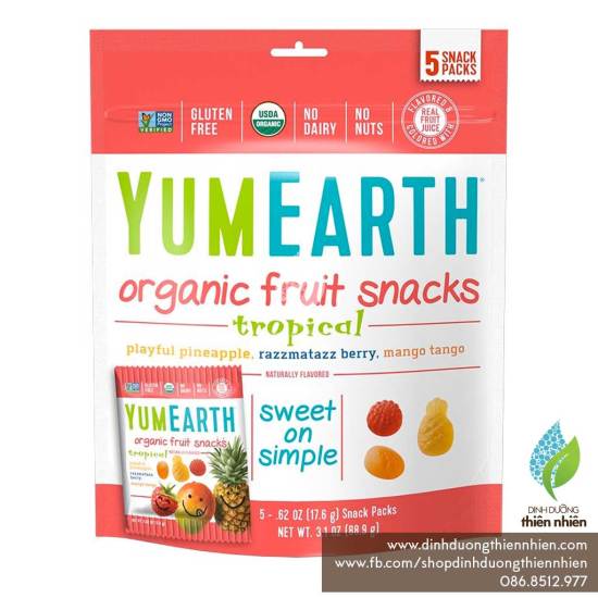 Hcmkẹo mềm trái cây hữu cơ yum earth organic fruits snack mix 2 loại 2 gói - ảnh sản phẩm 3