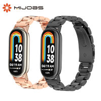 สายรัดสำหรับ Mi Band 8สายรัดข้อมือโลหะสำหรับ Xiaomi Mi Smart Band 8 Watch สแตนเลส Miband 8 Replacement Accessories