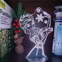 Frozen Princess 3D Visual Lamp Anna Olfa Figurine LED Night Light Acrylic Illusion Table Lamp Home Decor Kids Toys
