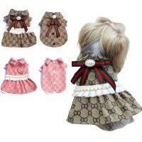 Dog Clothes Dog Dress Plaid Skirt With Big Bowknot Pet Harness Couple outfits Small Medium Chihuahua Dog Clothing Teddy Cat Dresses