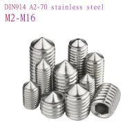 2-50pcs/Lot DIN914  m2 m2.5 M3 M4 M5 m6 m8 m10 m12 M14 M16 Stainless Steel Hex Socket Cone Point Grub Set Screws Screw Nut Drivers