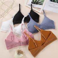 【CW】 Bralette Back Soft Thin Cotton Push Up Bras Three Rows Buttons