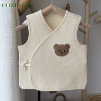 Newborn Baby Vest Soft Comfortable Pure Cotton Thin Section Warm Solid Color Cartoon Print Vest Protect The Baby Belly Waistcoat