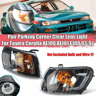2PCS Car Front Corner Lamp Lights Lens Black for Toyota Corolla AE100 E100 AE101 1993-1997 Signal Lamp No Wire Harness