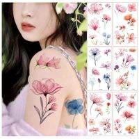 hot！【DT】◕❦✠  10 Kinds Watercolor Flowers Temporary Disposable Camping Sticker Makeup