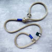 Slip Leash color Tan : DOG SLIP ROPE LEASH Brown Tan/Blue Tab : Super soft &amp; Light weight