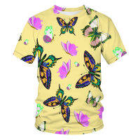 Summer fashion butterfly graphic mens and womens T-shirt