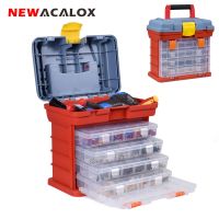 bjh✶♨◄  NEWACALOX Outdoor Toolbox 4 Layer Fishing Tackle Screw Hardware with Locking Handle