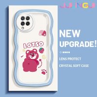 Jlingji เคส M22กาแลคซี A22 4G A22 5G ลายการ์ตูนหมี Lotso ขอบคลื่นนุ่มเคสมือถือกันกระแทกแบบใสเก๋ไก๋เคสป้องกันซิลิกาเจลโปร่งใสลายกล้องถ่ายรูปเก๋ไก๋