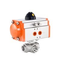 2" Pneumatic Ball Valve Three-Way T/L type Stainless Steel Female Thread Double Acting Pneumatic quick cut-off ball valves