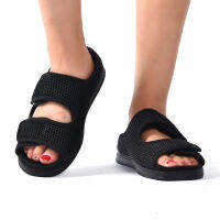 2023 New Diabetes Slippers Foot Width Bloated Big Foot Bone Can Adjust Women Rubber Foam Bottom Loose Cloth Breathable