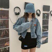 ZZOOI 2Colors ML 2022 Spring Autumn Korean Style High Street Vintage Womens Vintage Denim jeans Jackets Short Tops (N8883)