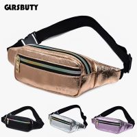 [Xiaoming Jewelry]Holographic Retro PU Fanny Pack 2019 Girls Bum Waist Bag Shiny Pink GLRSBUTY Women S Belt New Hip Belly Travel Pocket