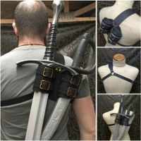 【JH】 Medieval Back Swords Scabbard Sheath Frog Holder Leather Shoulder Weapons Costume Props Men