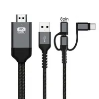 【User-friendly】 2ม. สายอะแดปเตอร์3-In-1 USB ชนิด-C ถึง HDMI-เข้ากันได้ TV AV สาย1080P สำหรับ