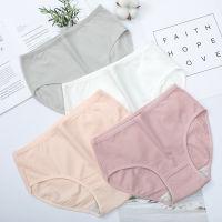 3Pcsset Womens Cotton Panties Underwear Seamless Calcinha Mid Waist Briefs Solid Color Lingerie M-XL For Ladies Underpanties